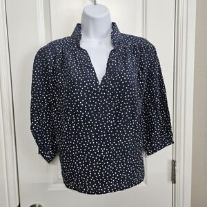 Frame Women Silk Collared Polka Dot Blue Blouse Shirt  XS